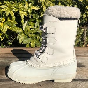 Polaris White Leather Winter Snow Boots 9